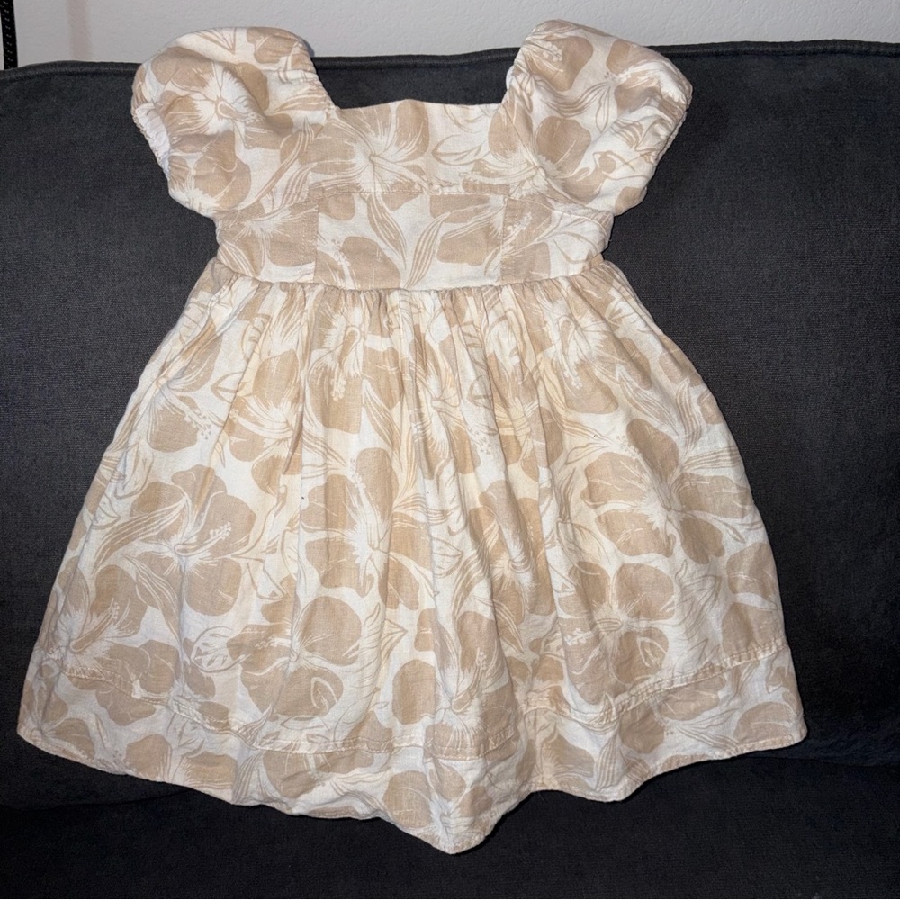 Tommy Bahama Cream and Tan Tropical Kids Dress